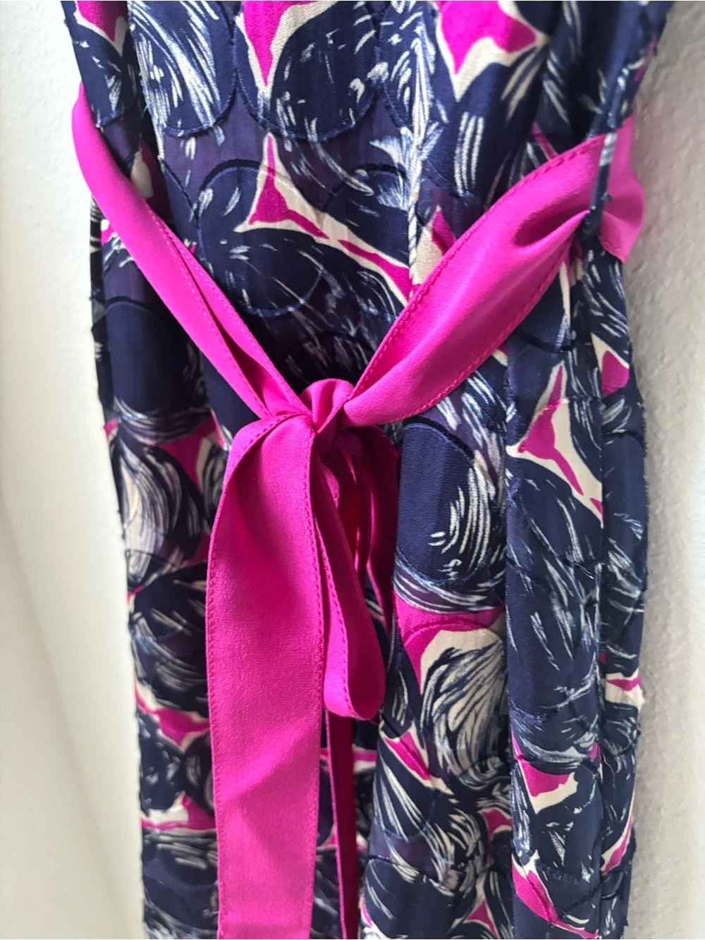 Tory Burch Silk Midi Belted short sleeve Dress Size 8 Navy Blue Gold Buttons